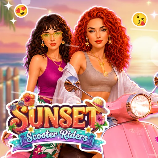 Besties Sunset Scooter Rider